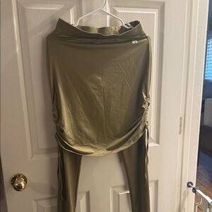 Olive Green Skirted Leggings with Drawstring Detail